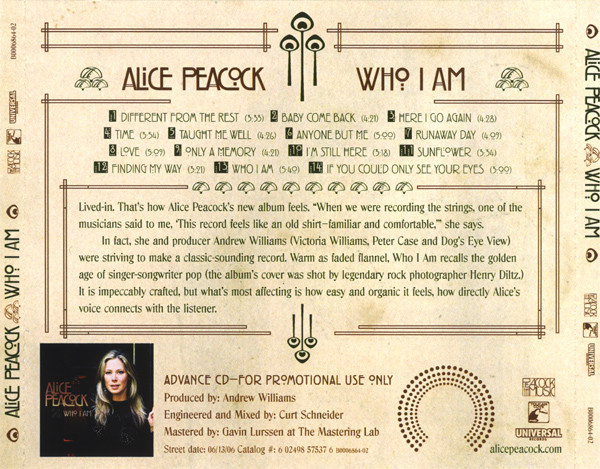 Alice Peacock - Who I Am (CD-Used)